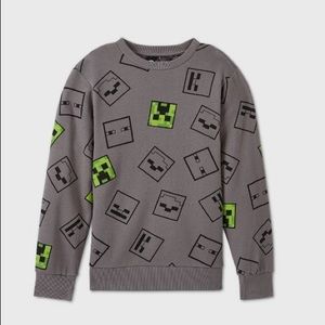 Boys Gray Minecraft Creeper Fleece Sweatshirt